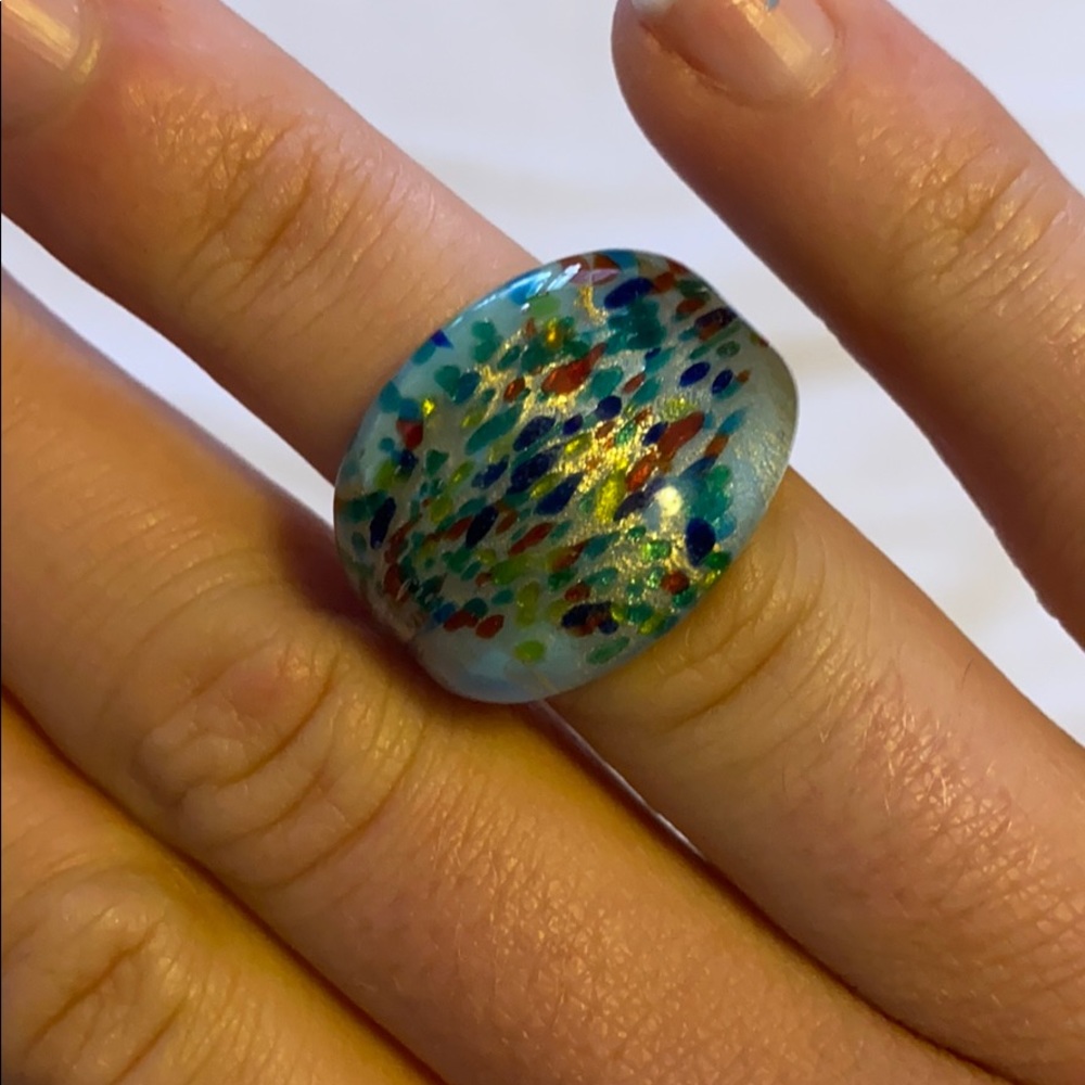 Abstract glass blown ring size 6